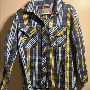 Plaid Shirt Jacket in Blue and Yellow vintage